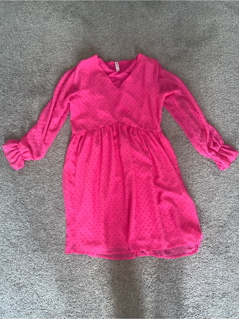 Zenana Outfitters Hot Pink Long-Sleeve V-Neck Dress
